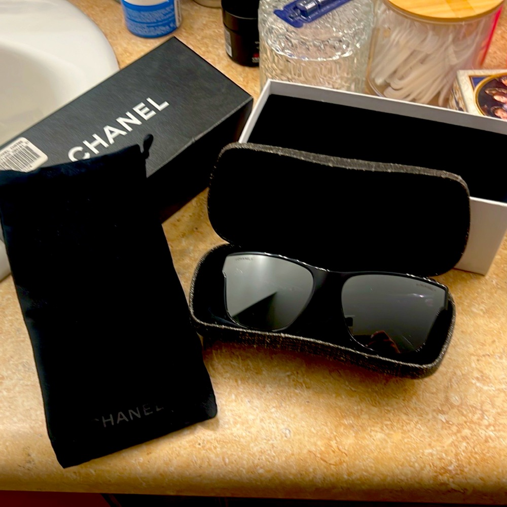 Chanel sunglasses.
Acetate Butterfly CC Sunglasses 5386-A Black